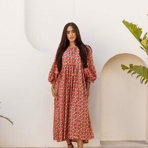 House of Sundar Maya Midi Dress Saffron Sun NWOT sz XSmall